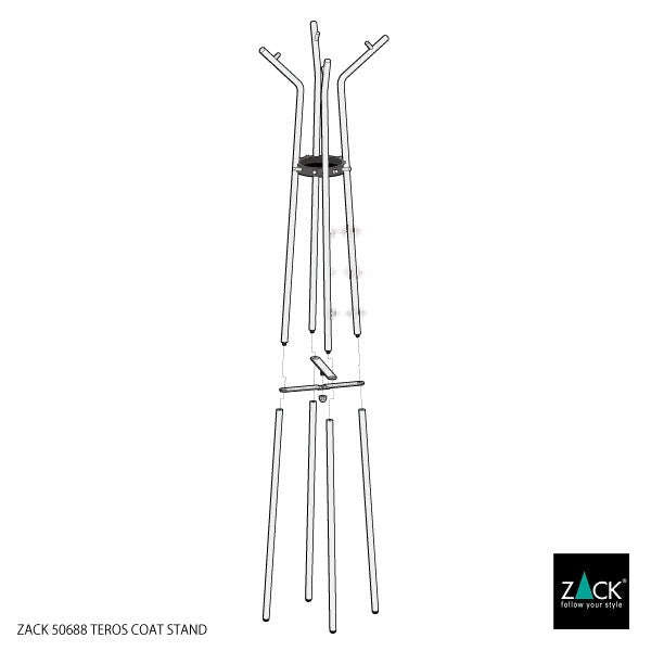 コートスタンド｜ZACK 50688 TEROS HL コートスタンド トレイ付き 多機能 高さ175cm 幅40cm 奥行き40cm 18/10ステンレス製 ヘアライン仕上げ H2-205 20