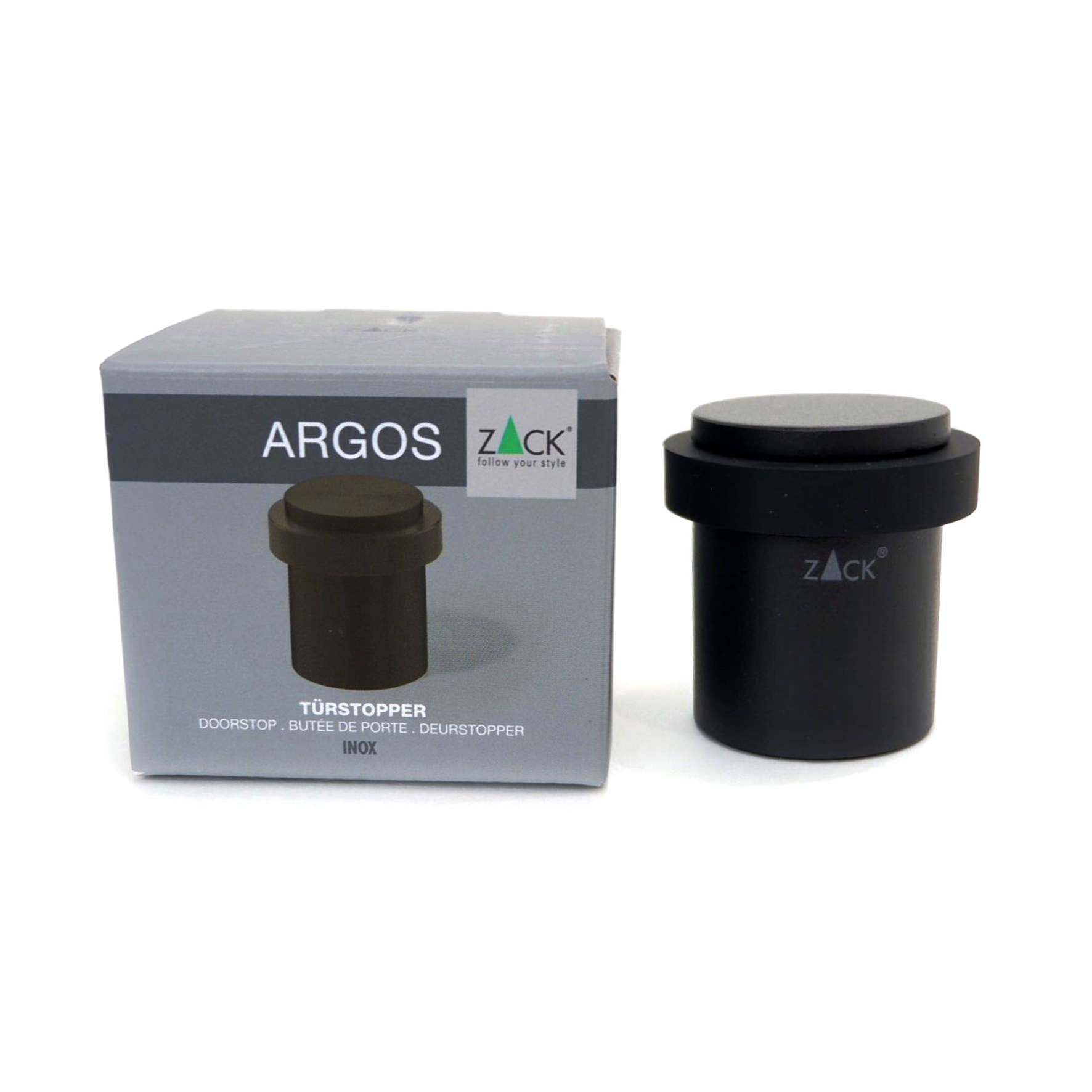 ドアストッパー｜50633 ARGOS MB 玄関ストッパー 扉ストッパー 固定タイプ 戸当り 床付 直径5cm 高さ5cm 18/10ステンレス製 マットブラック H1