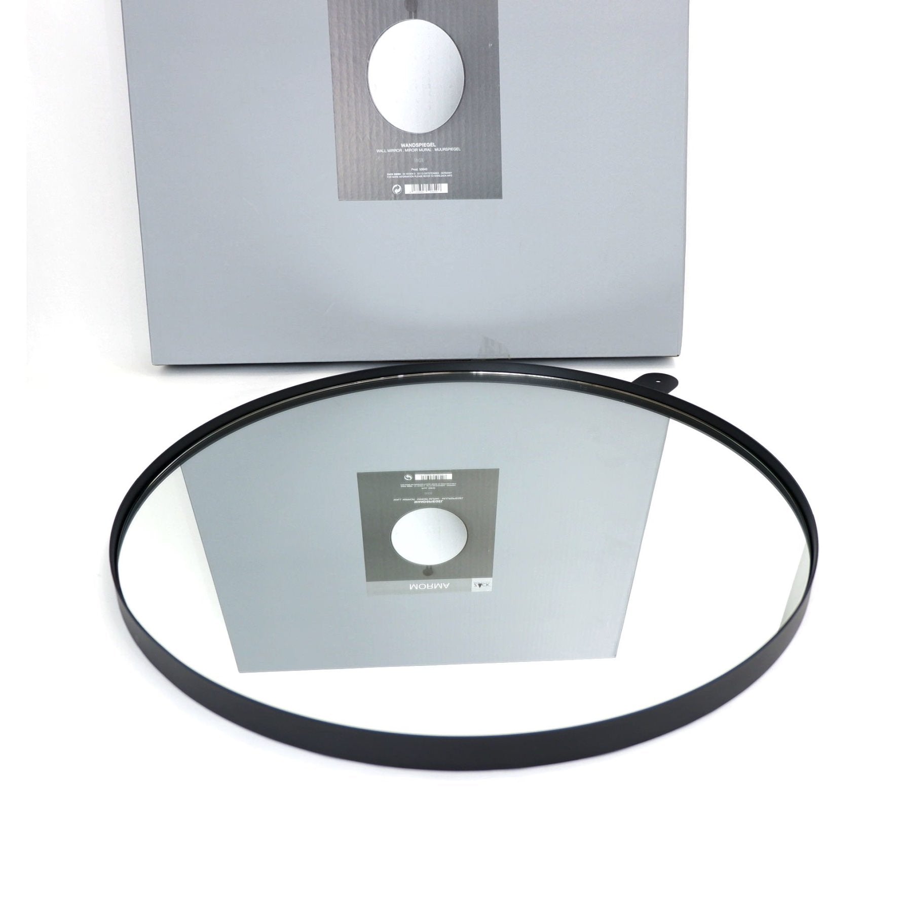 ウォールミラー｜50640 MORMA MB コスメティックミラー 鏡 ラウンド 壁設置 直径50cm 厚み2.5cm 18/10ステンレス製 マットブラック