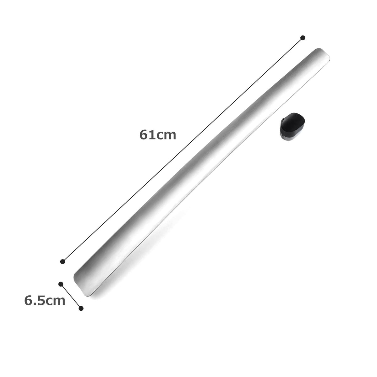 ZACK 50654：靴べらの長さ61cmと幅6.5cmを示す寸法図