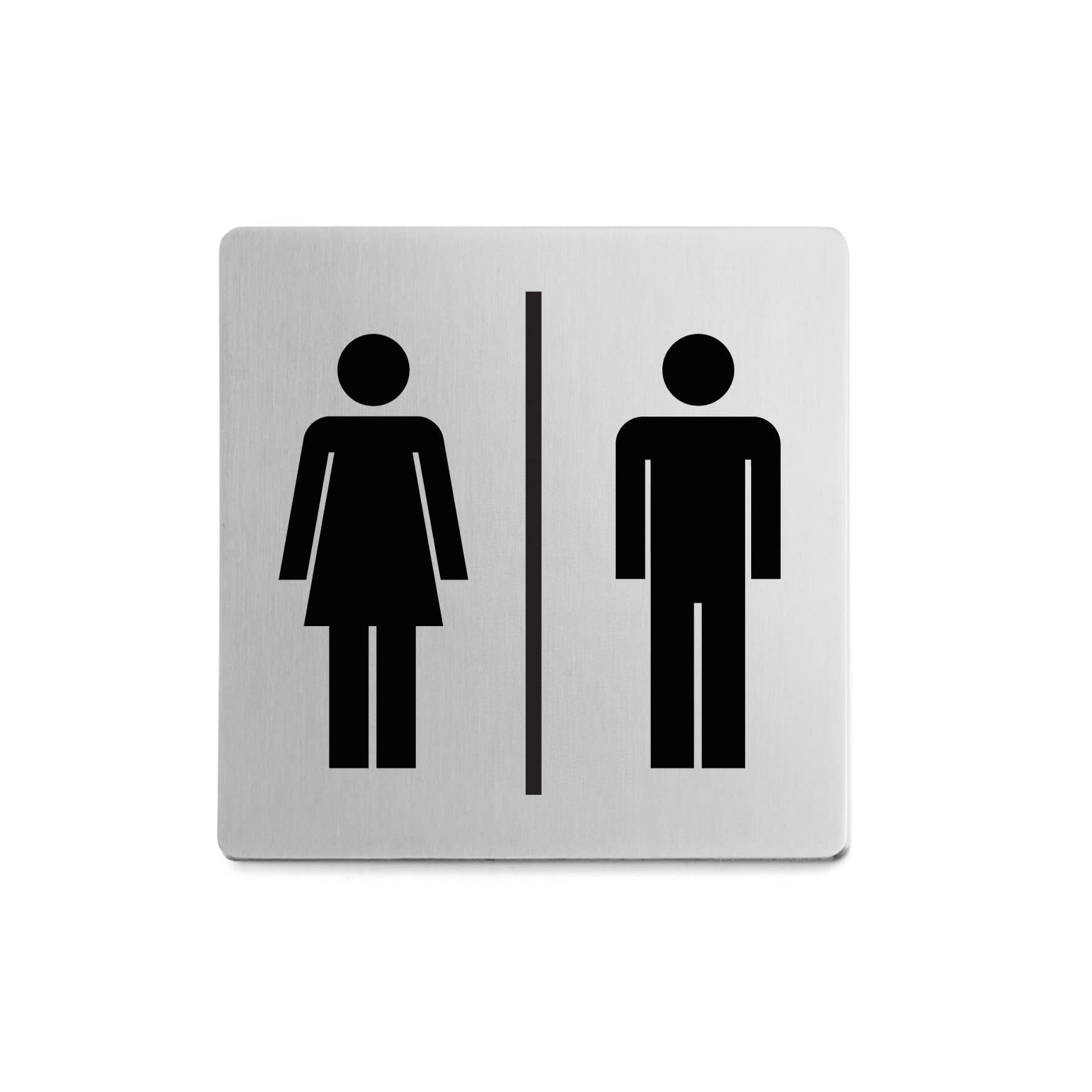ピクトグラム｜50712 INDICI HL ドアプレート サインステッカー ドアシンボル トイレ表示 シール接着 縦8cm 横8cm 18/10ステンレス製 ヘアライン仕上げ