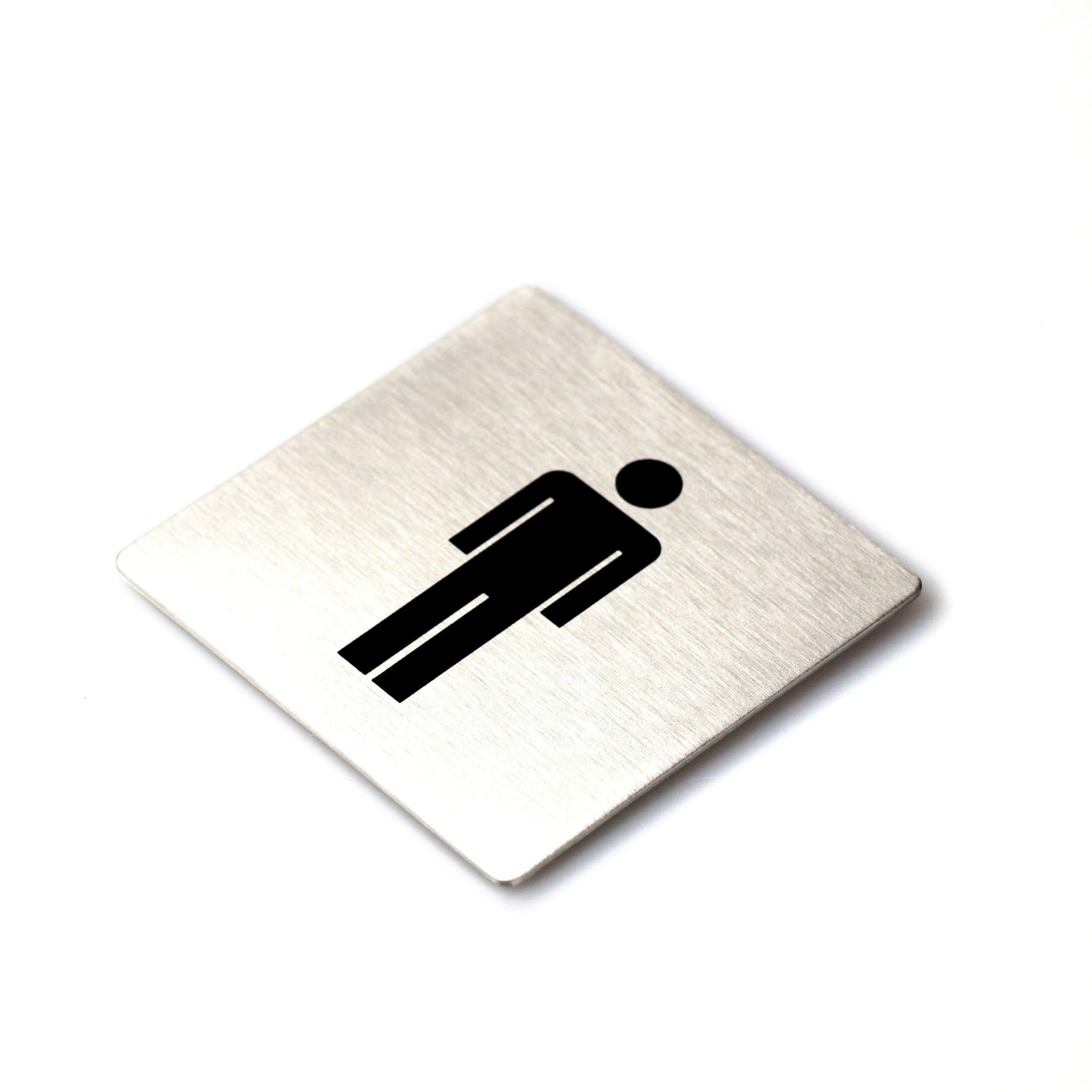 ピクトグラム｜50713 INDICI HL ドアプレート サインステッカー ドアシンボル トイレ表示 シール接着 縦8cm 横8cm 18/10ステンレス製 ヘアライン仕上げ