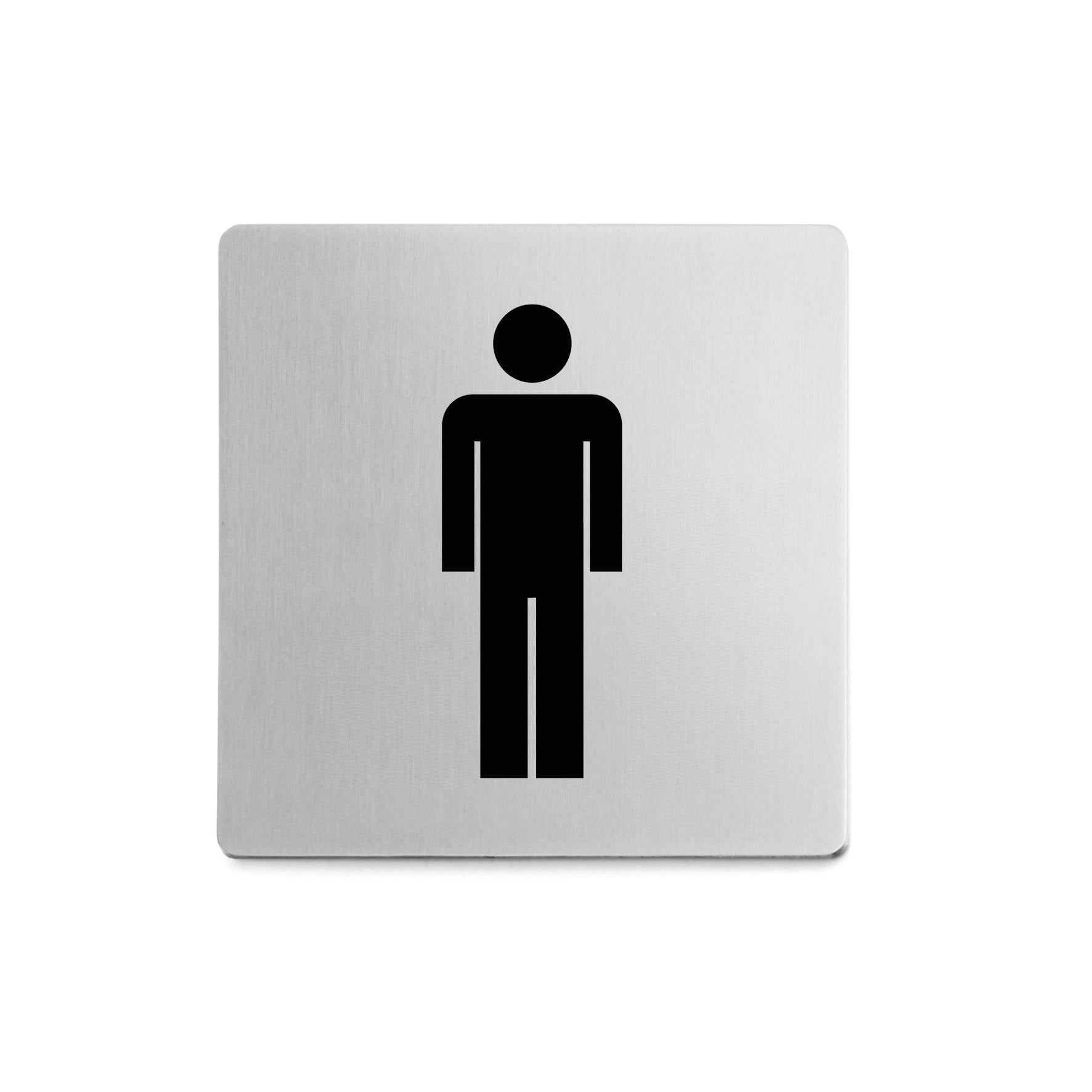 ピクトグラム｜50713 INDICI HL ドアプレート サインステッカー ドアシンボル トイレ表示 シール接着 縦8cm 横8cm 18/10ステンレス製 ヘアライン仕上げ