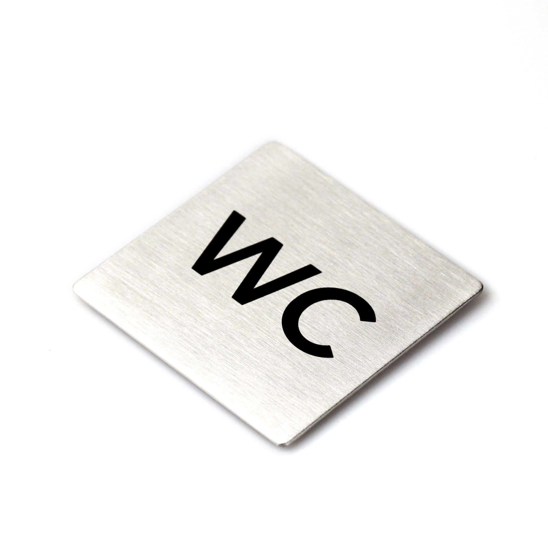 ピクトグラム｜50715 INDICI HL ドアプレート サインステッカー ドアシンボル トイレ表示 シール接着 縦8cm 横8cm 18/10ステンレス製 ヘアライン仕上げ