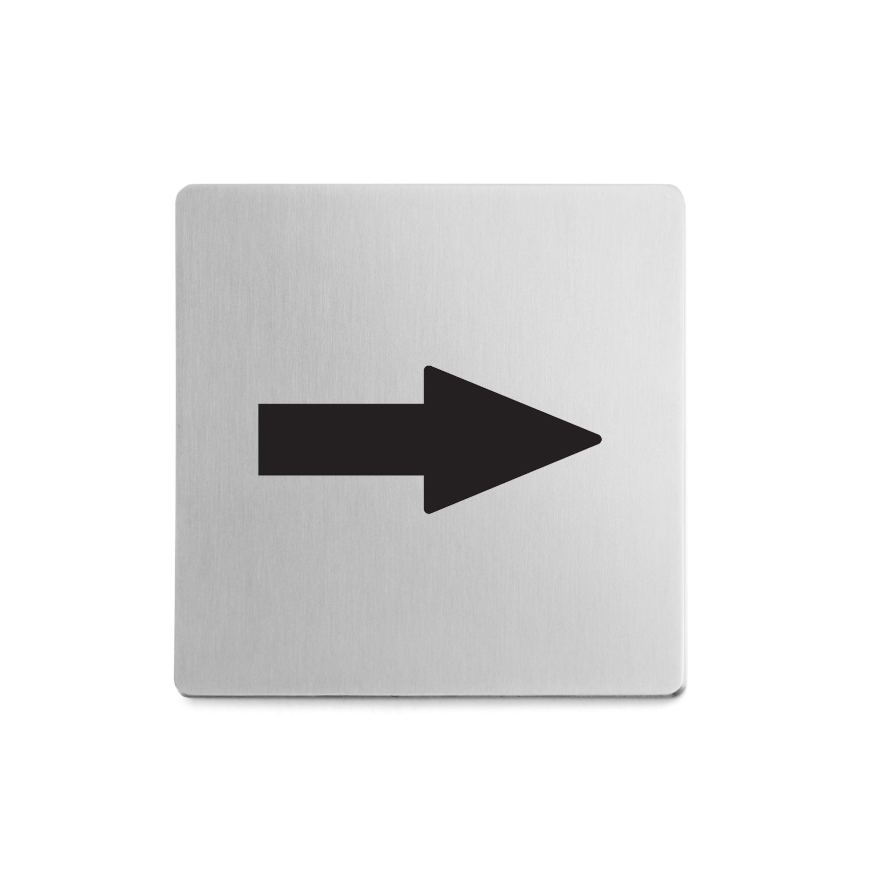 ピクトグラム｜50716 INDICI HL ドアプレート サインステッカー ドアシンボル 矢印表示 シール接着 縦8cm 横8cm 18/10ステンレス製 ヘアライン仕上げ H2-56