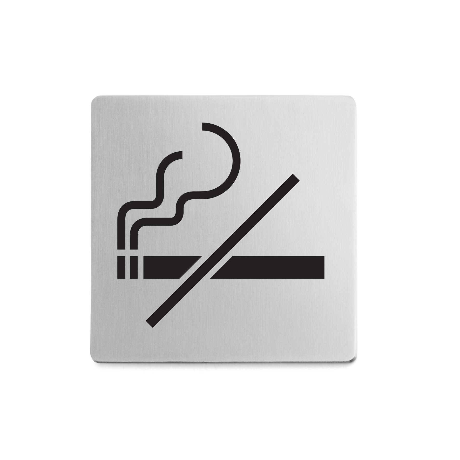 ピクトグラム｜50719 INDICI HL ドアプレート サインステッカー ドアシンボル 禁煙 シール接着 縦8cm 横8cm 18/10ステンレス製 ヘアライン仕上げ