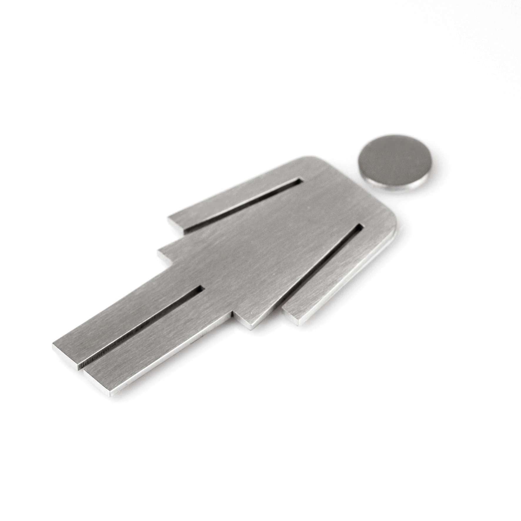 ピクトグラム｜50724F INDICI HL ドアプレート サインステッカー ドアシンボル トイレ表示 シール接着 縦12cm 横5.4cm 18/10ステンレス製 ヘアライン仕上げ