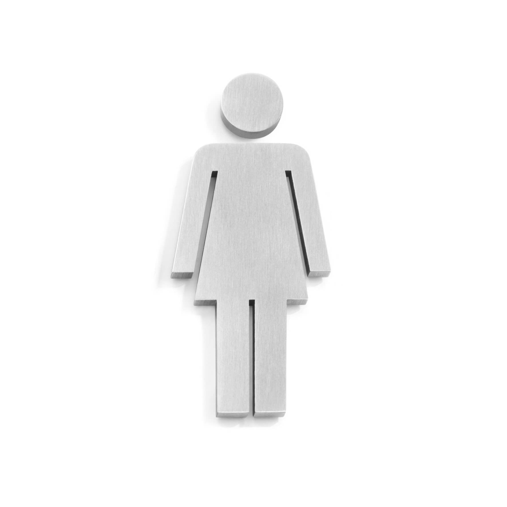 ピクトグラム｜50724F INDICI HL ドアプレート サインステッカー ドアシンボル トイレ表示 シール接着 縦12cm 横5.4cm 18/10ステンレス製 ヘアライン仕上げ