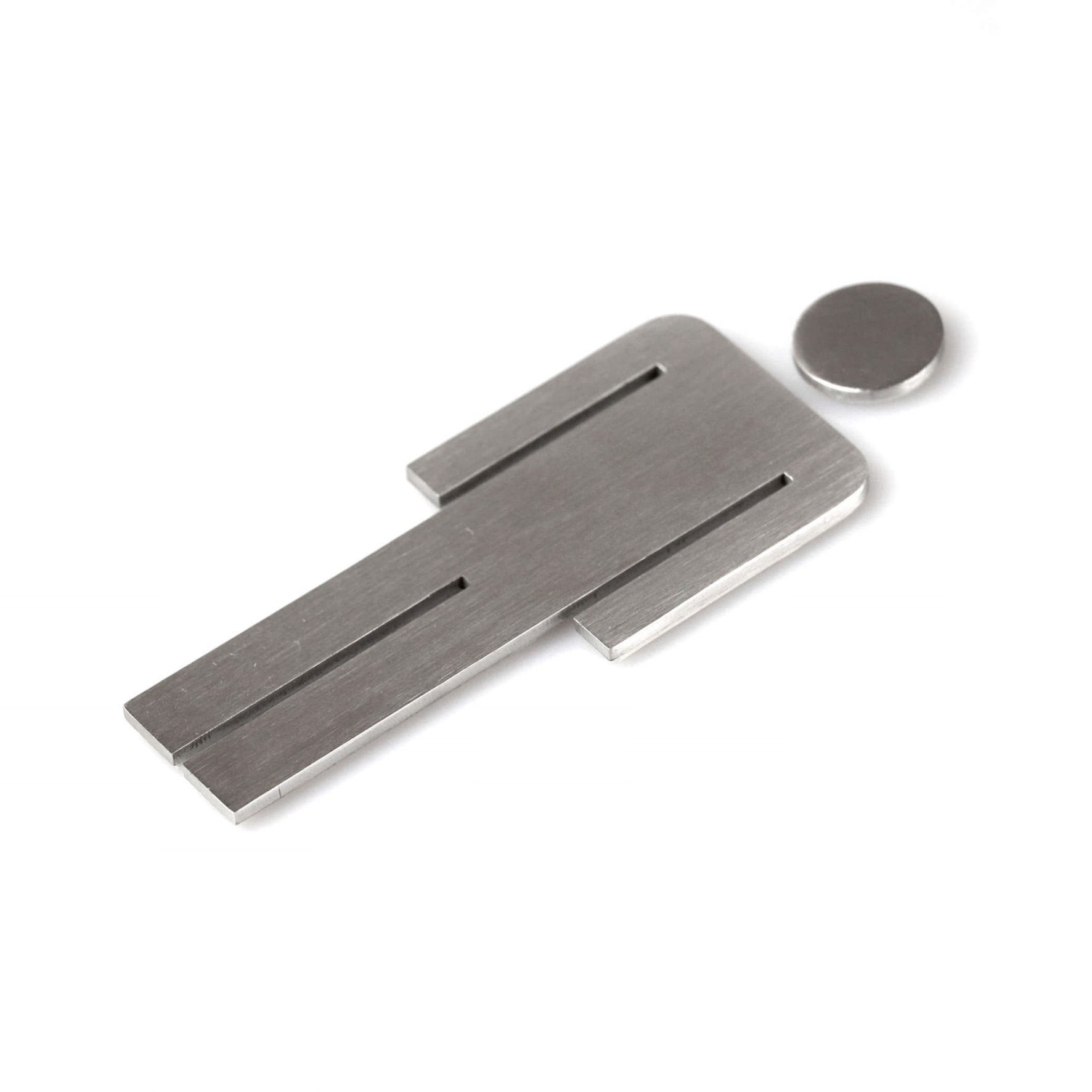 ピクトグラム｜50724M INDICI HL ドアプレート サインステッカー 化粧室 Restroom 表示 シール接着 縦12cm 横4.4cm 18/10ステンレス製 ヘアライン仕上げ